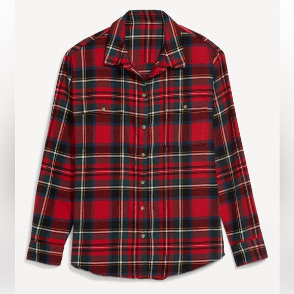 BNIP, 🆕Old Navy Boyfriend Flannel Shirt, Tartan Plaid, XL Tall - Picture 3 of 5